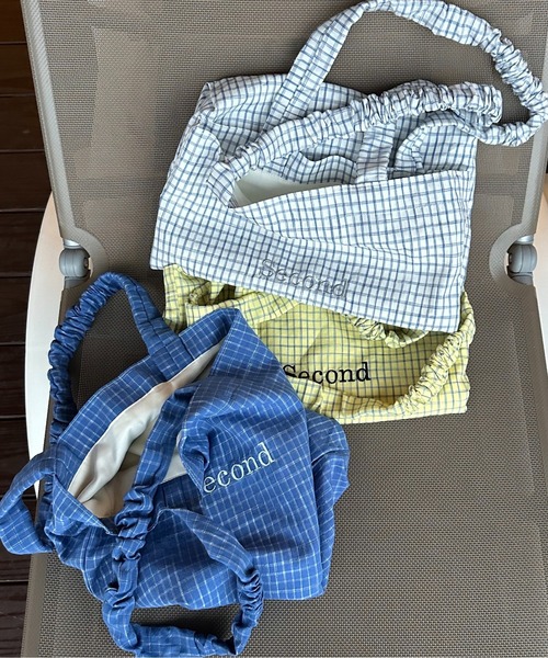 lawgy（ラウジー）の「handle gather check tote bag / ハンドルギャザーチェックトートバッグ（トートバッグ・レディース・ホワイト/ブルー/イエロー・FREE）」の19枚目の写真