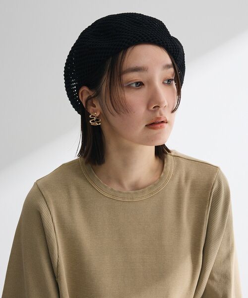 Green　Parks（グリーンパークス）の「・メッシュベレー（ハンチング/ベレー帽・レディース・アイボリー/ブラック/ベージュ・FREE）」の4枚目の写真