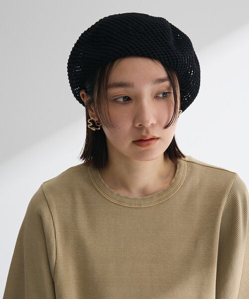 Green　Parks（グリーンパークス）の「・メッシュベレー（ハンチング/ベレー帽・レディース・アイボリー/ブラック/ベージュ・FREE）」の7枚目の写真