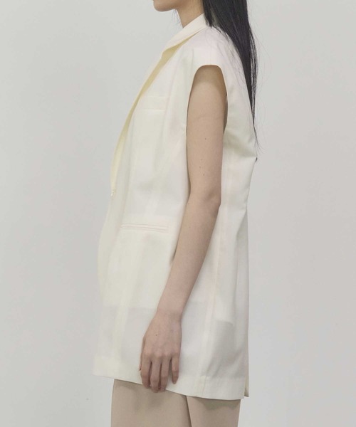 THE PERMANENT EYE(ザパーマネントアイ)の「【THE TOKYO/ザトウキョウ】Sleeveless Jacket/スリーブレスジャケット/ジレベスト(ベスト・レディース・ホワイト/ダークネイビー・FREE)」の5枚目の写真