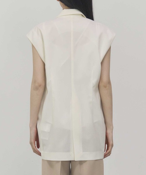 THE PERMANENT EYE(ザパーマネントアイ)の「【THE TOKYO/ザトウキョウ】Sleeveless Jacket/スリーブレスジャケット/ジレベスト(ベスト・レディース・ホワイト/ダークネイビー・FREE)」の6枚目の写真