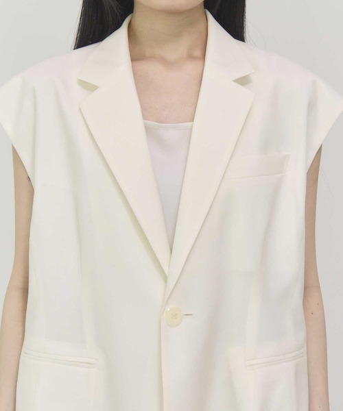 THE PERMANENT EYE(ザパーマネントアイ)の「【THE TOKYO/ザトウキョウ】Sleeveless Jacket/スリーブレスジャケット/ジレベスト(ベスト・レディース・ホワイト/ダークネイビー・FREE)」の7枚目の写真