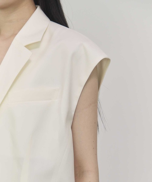 THE PERMANENT EYE(ザパーマネントアイ)の「【THE TOKYO/ザトウキョウ】Sleeveless Jacket/スリーブレスジャケット/ジレベスト(ベスト・レディース・ホワイト/ダークネイビー・FREE)」の8枚目の写真