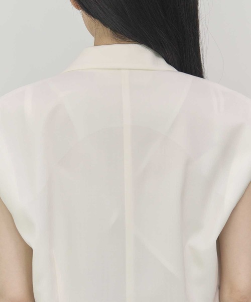 THE PERMANENT EYE(ザパーマネントアイ)の「【THE TOKYO/ザトウキョウ】Sleeveless Jacket/スリーブレスジャケット/ジレベスト(ベスト・レディース・ホワイト/ダークネイビー・FREE)」の10枚目の写真