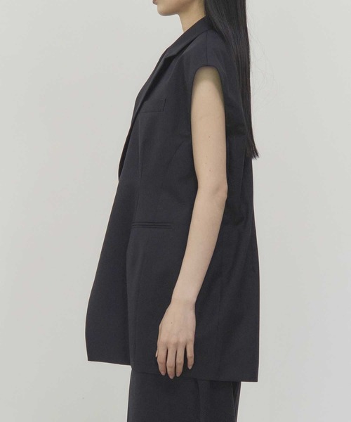 THE PERMANENT EYE(ザパーマネントアイ)の「【THE TOKYO/ザトウキョウ】Sleeveless Jacket/スリーブレスジャケット/ジレベスト(ベスト・レディース・ホワイト/ダークネイビー・FREE)」の15枚目の写真