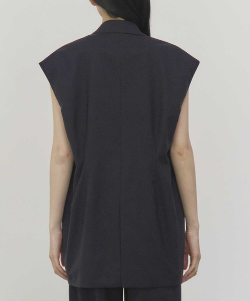 THE PERMANENT EYE(ザパーマネントアイ)の「【THE TOKYO/ザトウキョウ】Sleeveless Jacket/スリーブレスジャケット/ジレベスト(ベスト・レディース・ホワイト/ダークネイビー・FREE)」の16枚目の写真