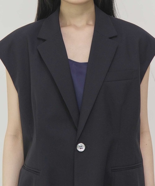 THE PERMANENT EYE(ザパーマネントアイ)の「【THE TOKYO/ザトウキョウ】Sleeveless Jacket/スリーブレスジャケット/ジレベスト(ベスト・レディース・ホワイト/ダークネイビー・FREE)」の17枚目の写真