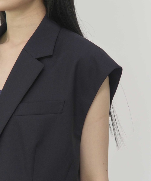 THE PERMANENT EYE(ザパーマネントアイ)の「【THE TOKYO/ザトウキョウ】Sleeveless Jacket/スリーブレスジャケット/ジレベスト(ベスト・レディース・ホワイト/ダークネイビー・FREE)」の18枚目の写真