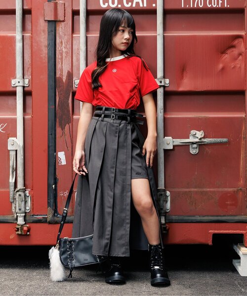 セール】ミディ丈ダブルベルトスカパン（スカート）｜algy（アルジー