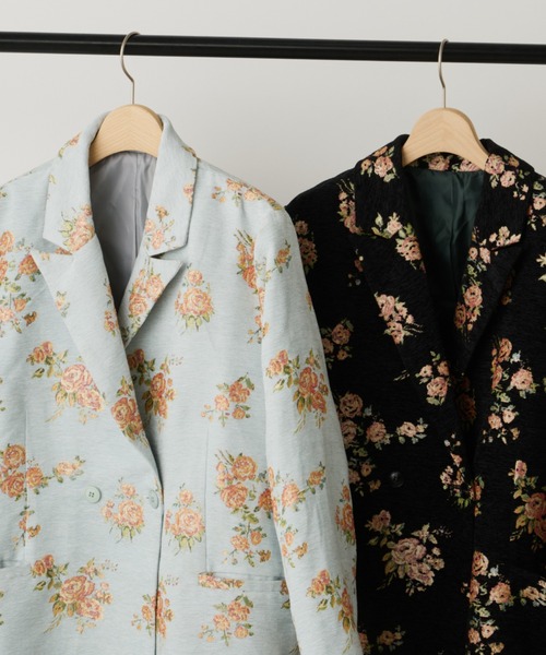 バラ柄ジャガードオーバージャケット（テーラードジャケット