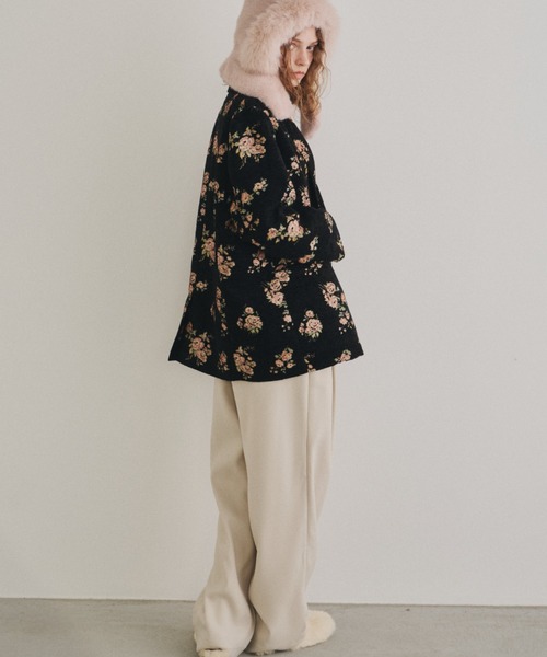 バラ柄ジャガードオーバージャケット（テーラードジャケット