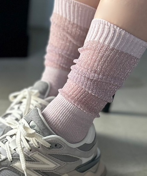 Kotoe（コトエ）の「【7色展開】シアーラメリブロングソックス（ソックス/靴下・レディース・ライトグリーン/ピンク/ホワイト/モカ/ブラック/ライトブルー/ブラック系その他・FREE）」の7枚目の写真