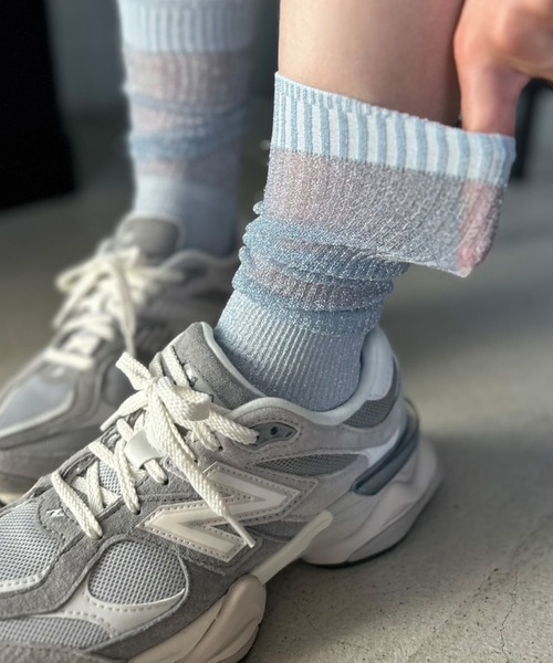 Kotoe（コトエ）の「【7色展開】シアーラメリブロングソックス（ソックス/靴下・レディース・ライトグリーン/ピンク/ホワイト/モカ/ブラック/ライトブルー/ブラック系その他・FREE）」の6枚目の写真