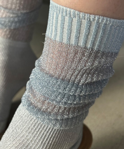 Kotoe（コトエ）の「【7色展開】シアーラメリブロングソックス（ソックス/靴下・レディース・ライトグリーン/ピンク/ホワイト/モカ/ブラック/ライトブルー/ブラック系その他・FREE）」の9枚目の写真