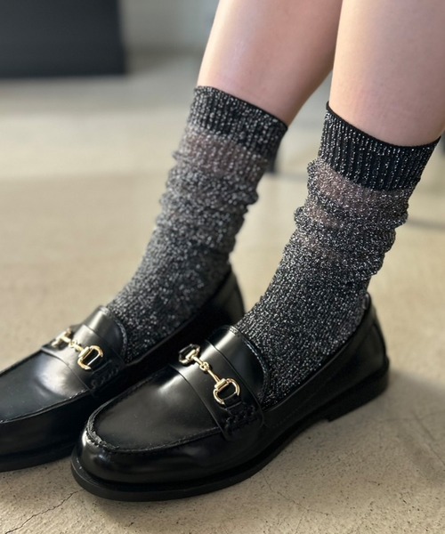 Kotoe（コトエ）の「【7色展開】シアーラメリブロングソックス（ソックス/靴下・レディース・ライトグリーン/ピンク/ホワイト/モカ/ブラック/ライトブルー/ブラック系その他・FREE）」の18枚目の写真