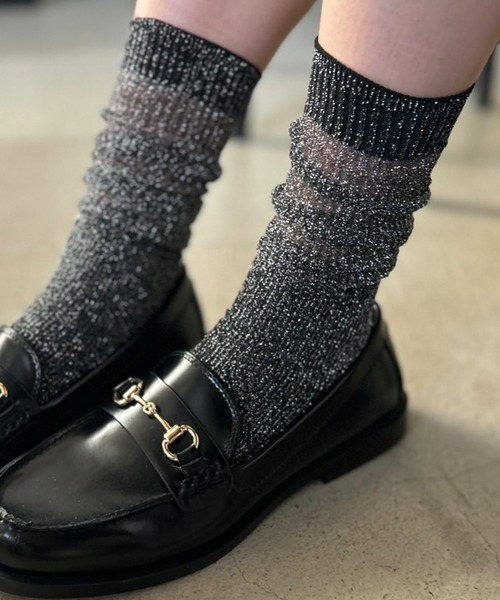 Kotoe（コトエ）の「【7色展開】シアーラメリブロングソックス（ソックス/靴下・レディース・ライトグリーン/ピンク/ホワイト/モカ/ブラック/ライトブルー/ブラック系その他・FREE）」の20枚目の写真