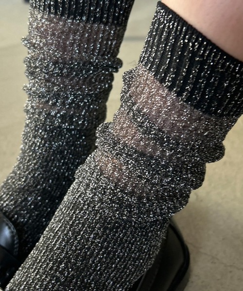 Kotoe（コトエ）の「【7色展開】シアーラメリブロングソックス（ソックス/靴下・レディース・ライトグリーン/ピンク/ホワイト/モカ/ブラック/ライトブルー/ブラック系その他・FREE）」の14枚目の写真