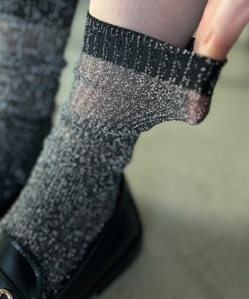 Kotoe（コトエ）の「【7色展開】シアーラメリブロングソックス（ソックス/靴下・レディース・ライトグリーン/ピンク/ホワイト/モカ/ブラック/ライトブルー/ブラック系その他・FREE）」の15枚目の写真