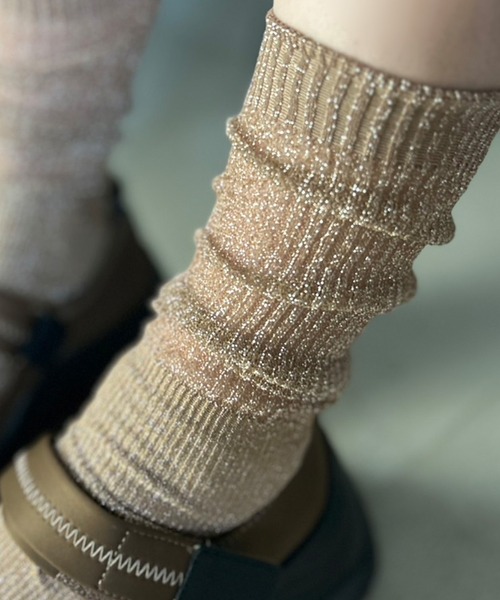 Kotoe（コトエ）の「【7色展開】シアーラメリブロングソックス（ソックス/靴下・レディース・ライトグリーン/ピンク/ホワイト/モカ/ブラック/ライトブルー/ブラック系その他・FREE）」の12枚目の写真