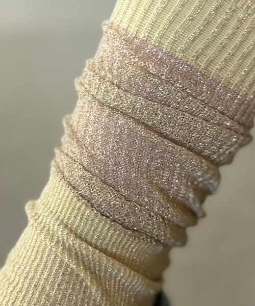 Kotoe（コトエ）の「【7色展開】シアーラメリブロングソックス（ソックス/靴下・レディース・ライトグリーン/ピンク/ホワイト/モカ/ブラック/ライトブルー/ブラック系その他・FREE）」の10枚目の写真