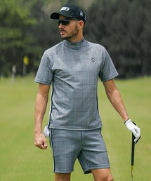 DIVINER GOLF（ディバイナー ゴルフ）の「【DIVINER GOLF】モックネックセットアップ メンズ Tシャツ ハーフパンツ ショーツ 半袖 チェック 千鳥 夏服（セットアップ・メンズ）」