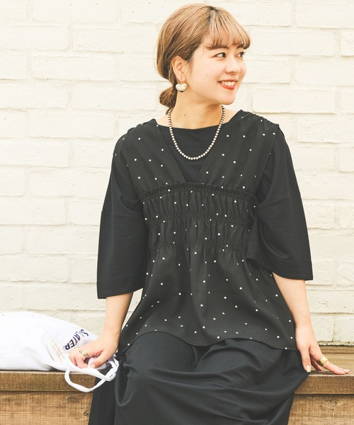 studio CLIP(スタディオクリップ)の「【イージーケア・接触冷感・UV】Wフロントシャーリングベストブラウス(シャツ/ブラウス・レディース・ブラウン/ブラック/オフホワイト・FREE)」の15枚目の写真