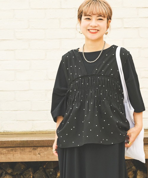 studio CLIP(スタディオクリップ)の「【イージーケア・接触冷感・UV】Wフロントシャーリングベストブラウス(シャツ/ブラウス・レディース・ブラウン/ブラック/オフホワイト・FREE)」の13枚目の写真