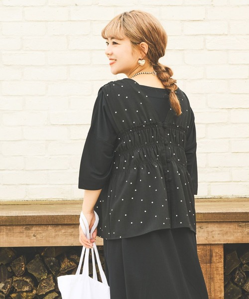 studio CLIP(スタディオクリップ)の「【イージーケア・接触冷感・UV】Wフロントシャーリングベストブラウス(シャツ/ブラウス・レディース・ブラウン/ブラック/オフホワイト・FREE)」の12枚目の写真