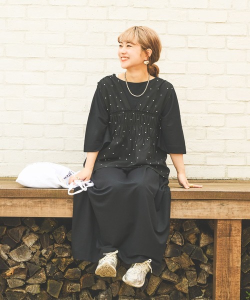 studio CLIP(スタディオクリップ)の「【イージーケア・接触冷感・UV】Wフロントシャーリングベストブラウス(シャツ/ブラウス・レディース・ブラウン/ブラック/オフホワイト・FREE)」の10枚目の写真