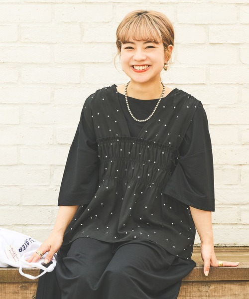 studio CLIP(スタディオクリップ)の「【イージーケア・接触冷感・UV】Wフロントシャーリングベストブラウス(シャツ/ブラウス・レディース・ブラウン/ブラック/オフホワイト・FREE)」の8枚目の写真