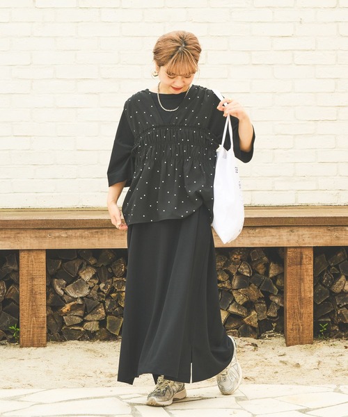 studio CLIP(スタディオクリップ)の「【イージーケア・接触冷感・UV】Wフロントシャーリングベストブラウス(シャツ/ブラウス・レディース・ブラウン/ブラック/オフホワイト・FREE)」の6枚目の写真