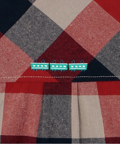 kladskap（クレードスコープ）の「【人気商品再入荷】【直営店で取り扱い無し】電車刺しゅうチェック長袖シャツ（シャツ/ブラウス・キッズ・レッド/ブラウン・90cm/100cm/110cm/120cm/130cm）」の7枚目の写真