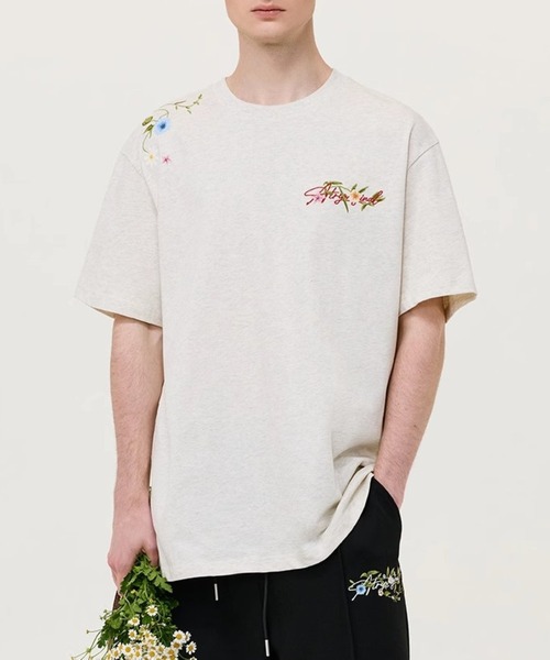セール】フラワー ガーデン スクリプト ロゴ 刺繍 Tシャツ（T