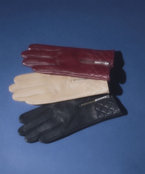 Ray BEAMS（レイビームス）の「レザー グローブ 25AW（手袋・レディース・ベージュ/ブラック/ワイン・ONE SIZE）」の4枚目の写真