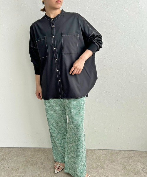 LHELBIE（レルビエ）の「ポンチョオーバーシャツ（シャツ/ブラウス・レディース・ブルー/オフホワイト/ブラック・M）」の10枚目の写真