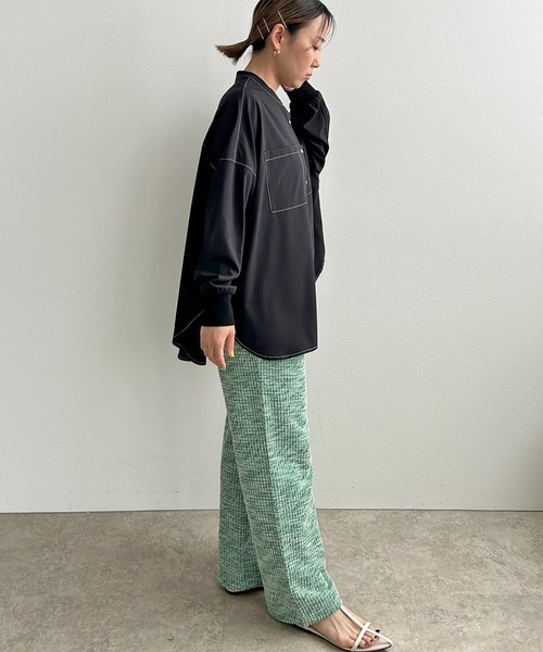 LHELBIE（レルビエ）の「ポンチョオーバーシャツ（シャツ/ブラウス・レディース・ブルー/オフホワイト/ブラック・M）」の6枚目の写真