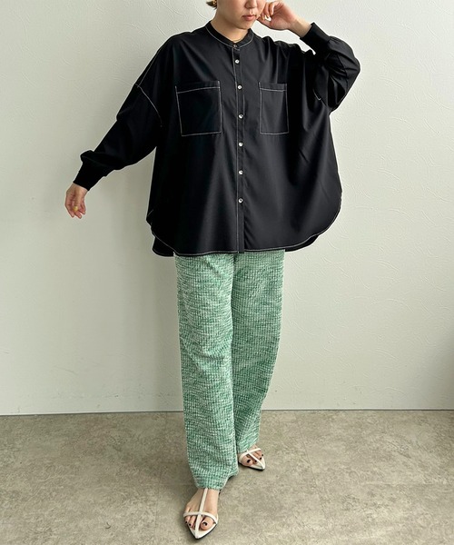 LHELBIE（レルビエ）の「ポンチョオーバーシャツ（シャツ/ブラウス・レディース・ブルー/オフホワイト/ブラック・M）」の8枚目の写真