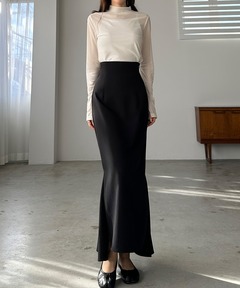 【CINOH/チノ】ブラックフォーマルアセテートマーメイドスカート CINOH/チノ】BLACK FORMAL BONDING ACETATE MARMAID SKIRT