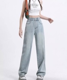【URGE：】ハイウエスト ストレート デニムパンツ