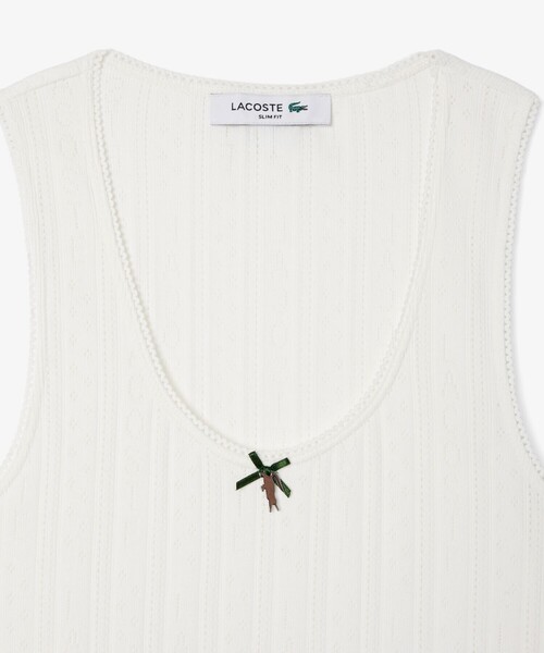 レース調 ポワンテルニット リボンタンクトップ（タンクトップ