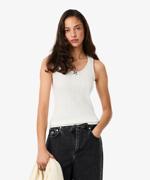 ラコステ（LACOSTE）/レース調 ポワンテルニット リボンタンクトップ レース調 ポワンテルニット リボンタンクトップ（タンクトップ