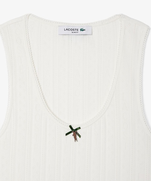 LACOSTE（ラコステ）の「レース調 ポワンテルニット リボンタンクトップ（タンクトップ・レディース・ホワイト/ネイビー/ライトグリーン・34/36/38/40）」の7枚目の写真