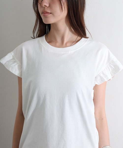 ElegChic（エレグシック）の「袖 フレア ノースリーブシャツ（Tシャツ/カットソー・レディース・ベージュ/ミント/ブラック/グレー/オフホワイト・M/XL/4L）」の9枚目の写真