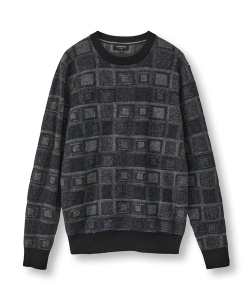 MEN'S BIGI(メンズビギ)の「リンクスジャカード クルーネックニット(ニット/セーター・メンズ・ブラック/ネイビー/ホワイト・01/03/02)」の1枚目の写真