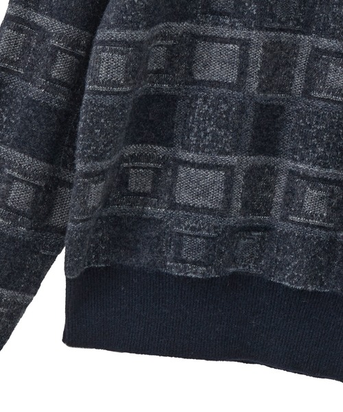 MEN'S BIGI(メンズビギ)の「リンクスジャカード クルーネックニット(ニット/セーター・メンズ・ブラック/ネイビー/ホワイト・01/03/02)」の6枚目の写真