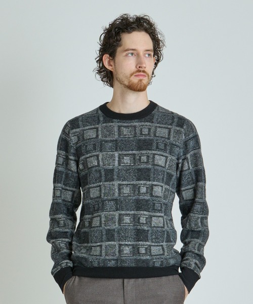 MEN'S BIGI(メンズビギ)の「リンクスジャカード クルーネックニット(ニット/セーター・メンズ・ブラック/ネイビー/ホワイト・01/03/02)」の12枚目の写真