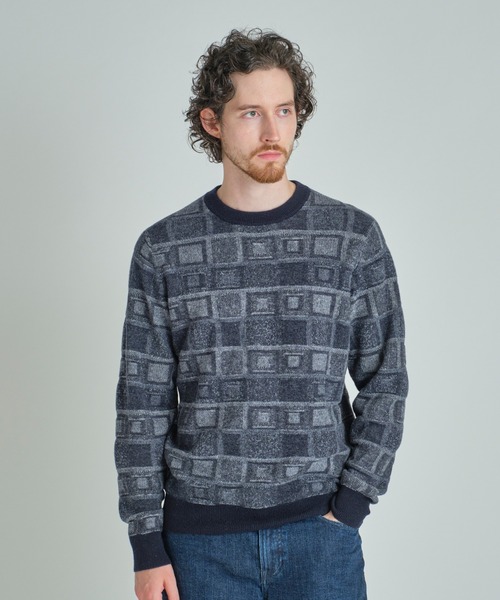 MEN'S BIGI(メンズビギ)の「リンクスジャカード クルーネックニット(ニット/セーター・メンズ・ブラック/ネイビー/ホワイト・01/03/02)」の15枚目の写真