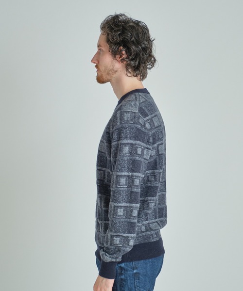 MEN'S BIGI(メンズビギ)の「リンクスジャカード クルーネックニット(ニット/セーター・メンズ・ブラック/ネイビー/ホワイト・01/03/02)」の14枚目の写真