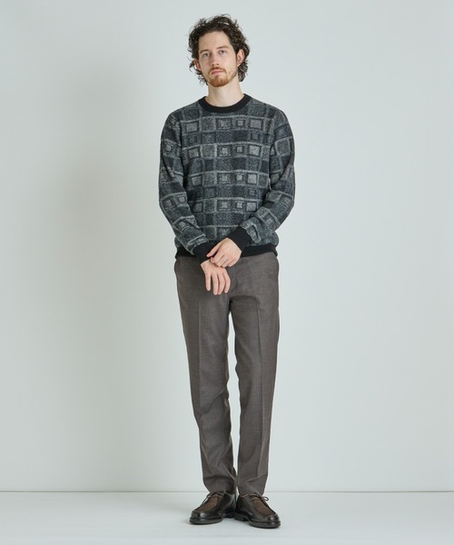 MEN'S BIGI(メンズビギ)の「リンクスジャカード クルーネックニット(ニット/セーター・メンズ・ブラック/ネイビー/ホワイト・01/03/02)」の9枚目の写真