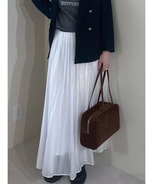 【WEB限定00サイズ】ウエストゴムタックプレスフレアスカート